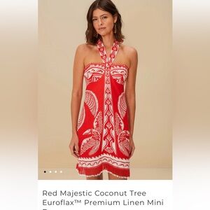 Brand new! FARM Rio Majestic Coconut Tree Mini Dress - Red and White XS